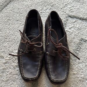 Geox brown leather lace up boat shoes driving loafers shoes comfort slip on 11